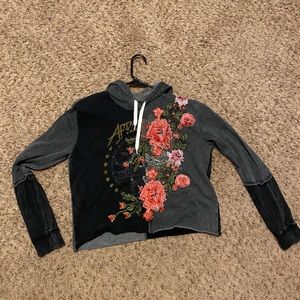 Affliction Cropped Pieced Hoodie